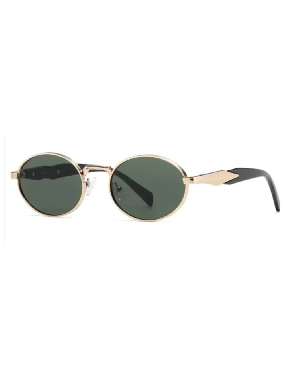 Oval Gold Metal Frame Sunglasses Dark Green Gradient Lenses Retro Vintage Unisex